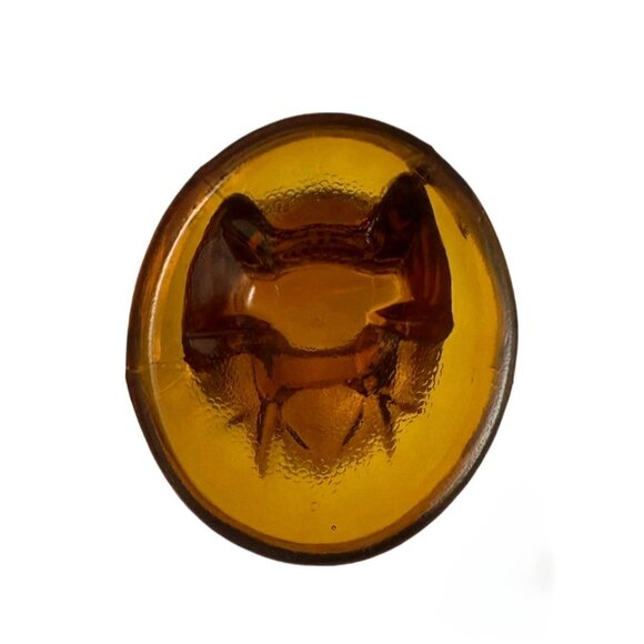 Vintage LE Smith 7” Amber Tom Turkey Glass Lidded Covered Candy Dish MCM 1960s - Picture 7 of 8